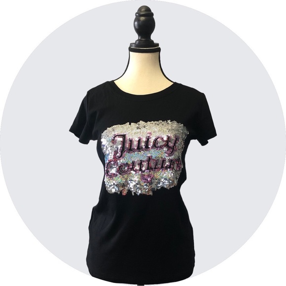 Black Top With Sequin “Juicy couture” Writings - Picture 1 of 5